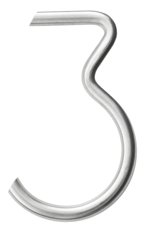 Chiffre 3 arrondi en inox pour façade