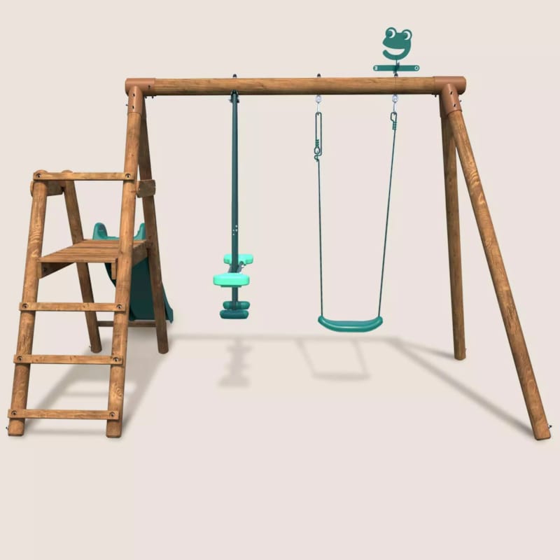 Station avec balançoires et toboggan Menthe - 2820 x 2830 x 1950 mm