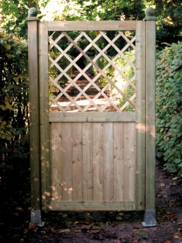 Porte de jardin en bois avec treillis 1m80 x 1m