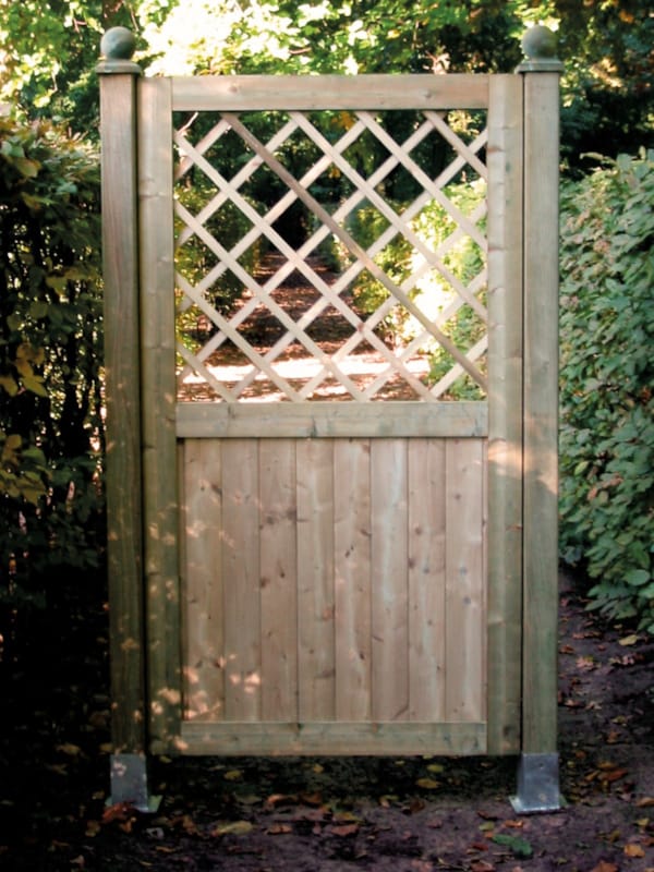 Porte de jardin en bois avec treillis 1m80 x 1m