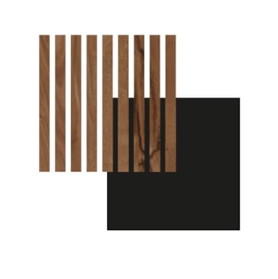 Panneau mural Maestro Latt Matte Black avec 7 lattes Castle Oak - 20 x 300 x 2770 mm