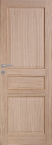 Porte plaquée chêne 3 panneaux droits 06 - 2015 x 780 mm