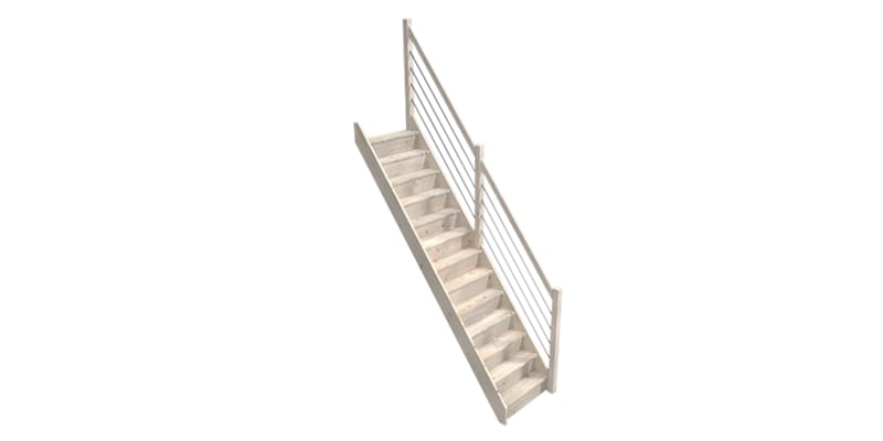 Trendy Eco Sapin Escalier Droit - 80 x 280 cm + Rampe Alu