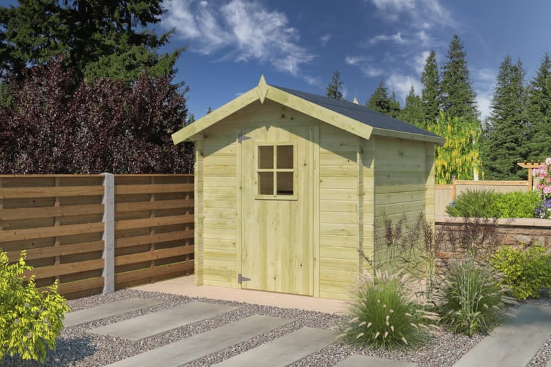 Chalet classique Luzern 19 mm - Traité vert - 205 x 205 cm + auvent 15 cm