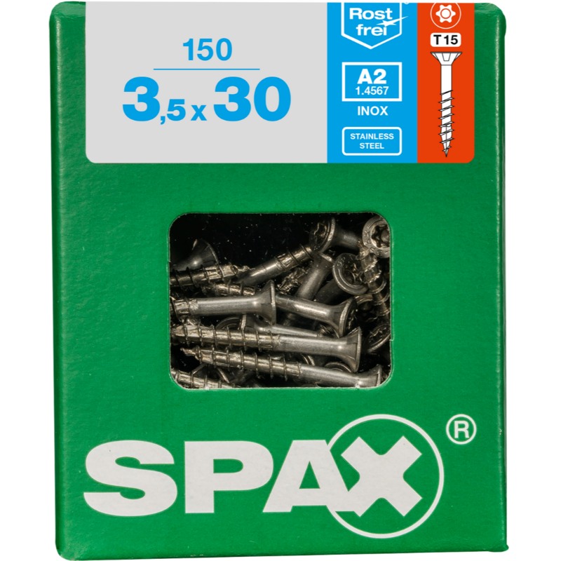 SPAX vis T-STAR+ A2 inox - 3,5x30 L (bte 150 pces)