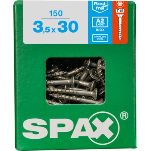 SPAX vis T-STAR+ A2 inox - 3,5x30 L (bte 150 pces)