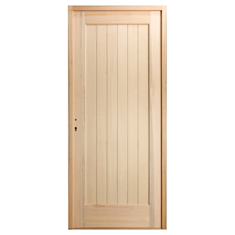 Porte extérieure méranti - Pleine - 2110 x 880 mm - Poussée droite