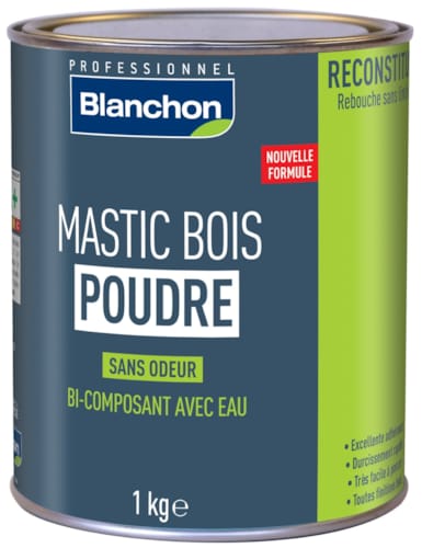 Blanchon Mastic bois poudre bi-composant - 1 Kg  - Bois blanc