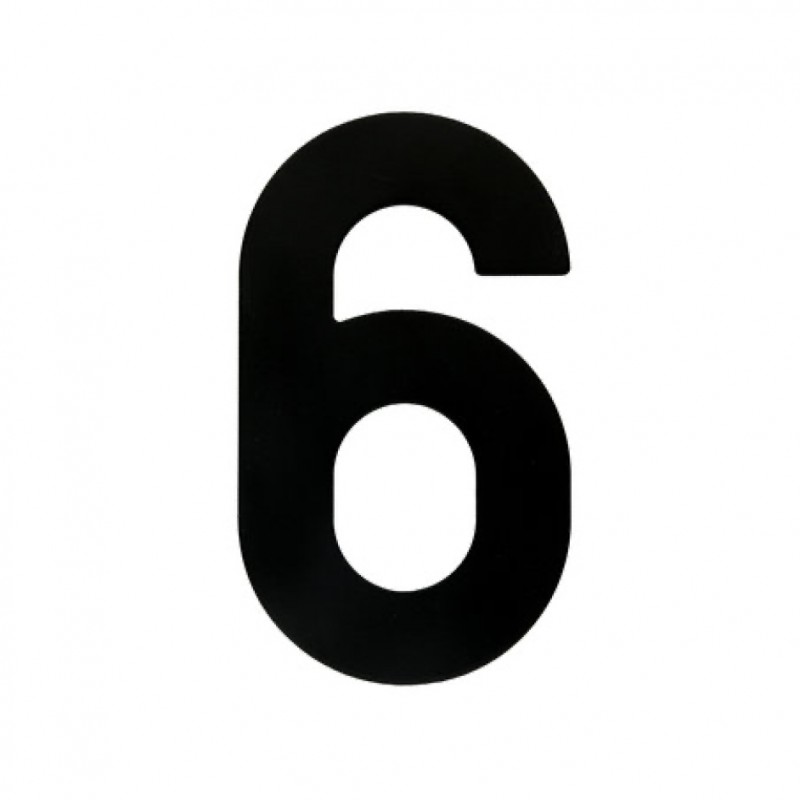 Chiffre Plat 6 Noir pour numéro de maison