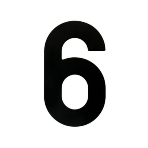 Chiffre Plat 6 Noir pour numéro de maison