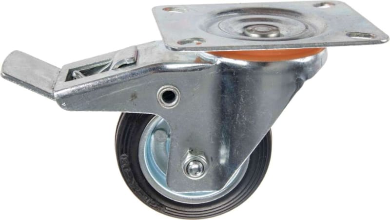 Roulette Caoutchouc Pivotante avec Frein 80 mm