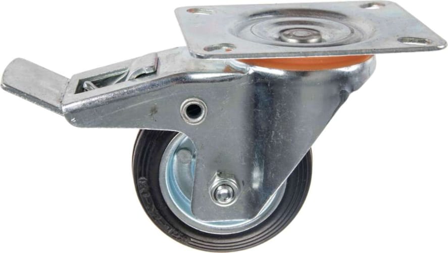 Roulette Caoutchouc Pivotante avec Frein 80 mm