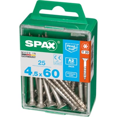 SPAX vis T-STAR+ A2 inox - 4,5x60 M (boite 25 pces)