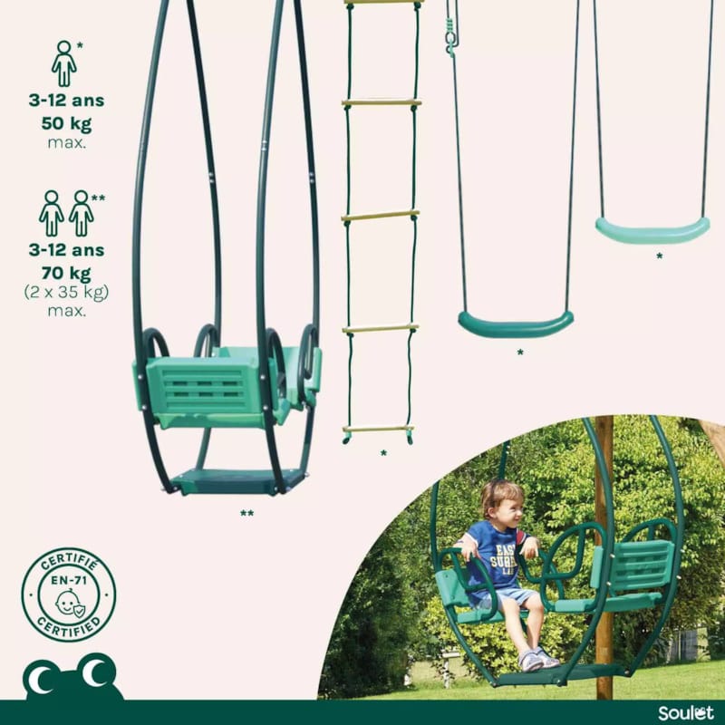 Portique avec balançoires Juliette - 1890 x 3480 x 2220 mm