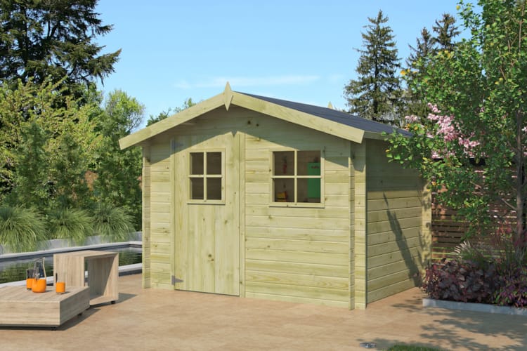 Chalet classique Luzern 19 mm - Traité vert - 265 x 205 cm + auvent 15 cm