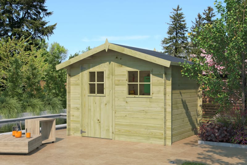 Chalet classique Luzern 19 mm - Traité vert - 265 x 205 cm + auvent 15 cm