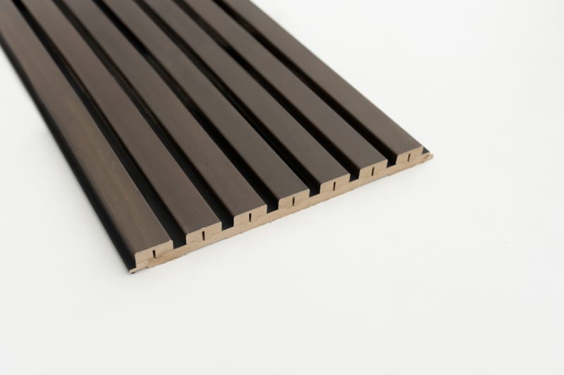 Panneau mural Maestro Latt Matte Black avec 7 lattes Smoked Walnut - 20 x 300 x 2770 mm