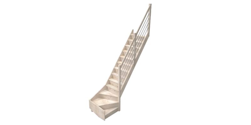 Trendy Eco Sapin Escalier Tournant à droite - 80 x 280 cm + Rampe Alu