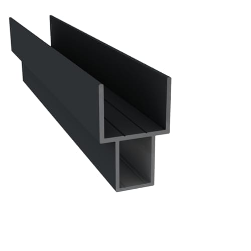 Duofuse Profilé en U en Aluminium pour Poteau Aluminium noir graphite 42x2200 mm