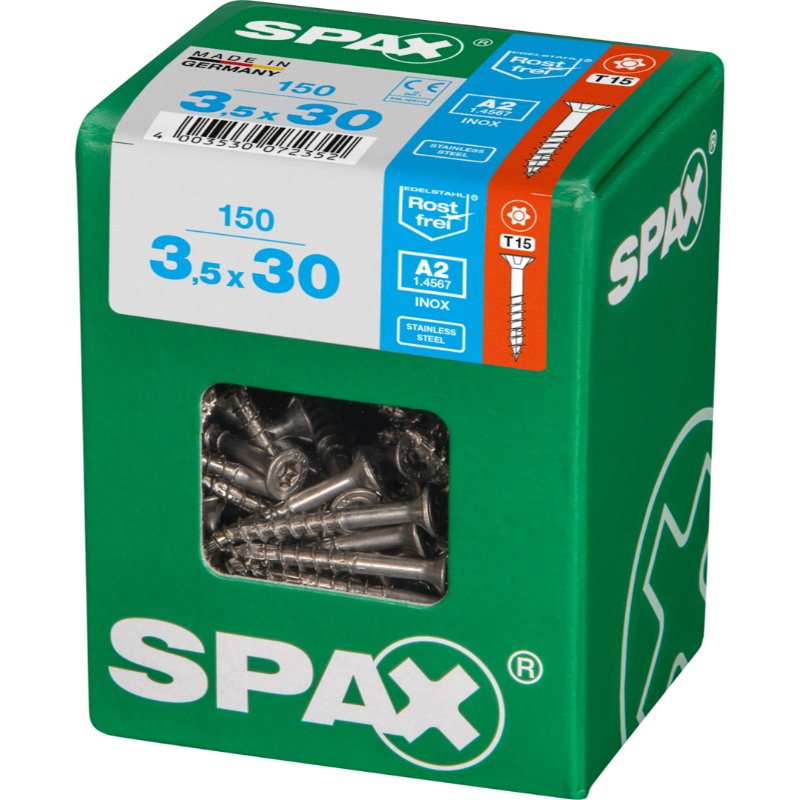 SPAX vis T-STAR+ A2 inox - 3,5x30 L (bte 150 pces)