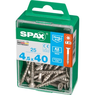 SPAX vis T-STAR+ A2 inox - 4,5x40 M (boite 25 pces)