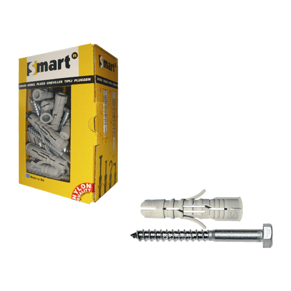 Cheville SMART nylon + vis hexagonale - Ø8 x 80 (20 pces)