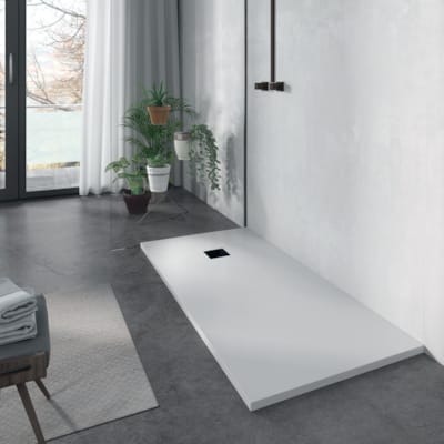 Receveur de douche composite blanc - Anti dérapant - 25 x 800 x 1400 mm