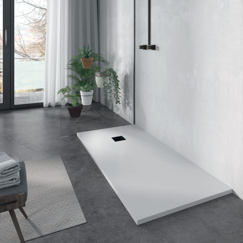 Receveur de douche composite blanc - Anti dérapant - 25 x 800 x 1400 mm
