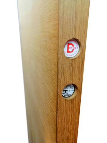 Porte coupe-feu 30' chene placage horizontal 2015 x 830 mm