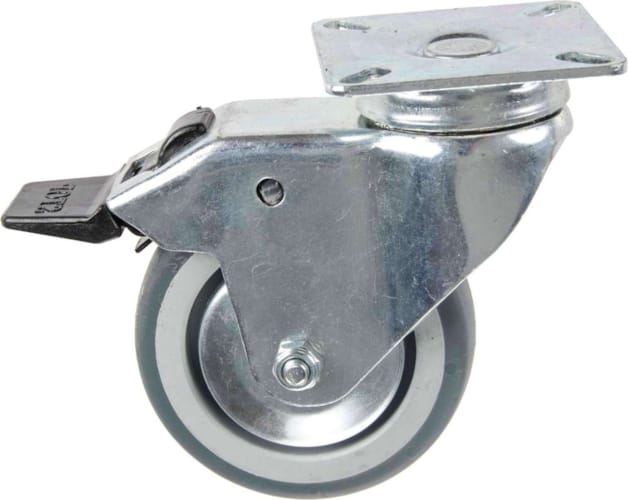 Roulette en Thermoplastique Rubber Pivotante avec Frein 75 mm