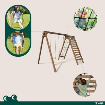 Aire de jeux en bois avec balançoires Tristan - 273 x 220 x 215 cm