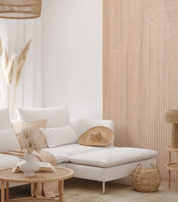 Panneau mural Maestro Latt White Paintable avec 7 lattes Pepper Oak - 20 x 300 x 2770 mm