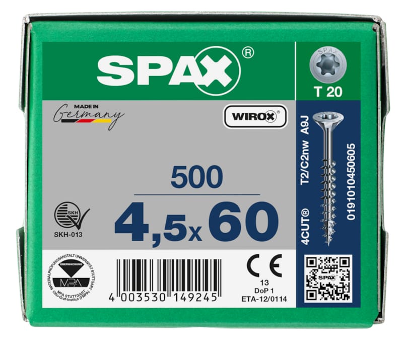 SPAX vis TX WIROX - 4,5x60 (boite 500 pces)