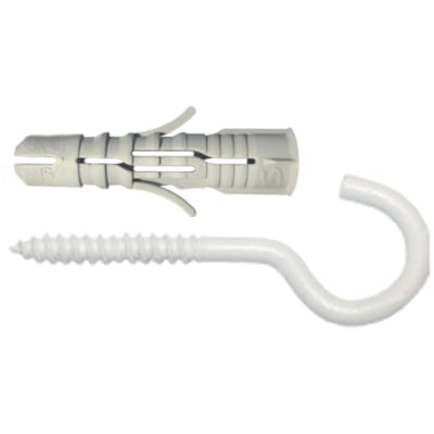 Cheville SMART nylon + crochet "C" epoxy blanc - 8 x 40 (4 pces)