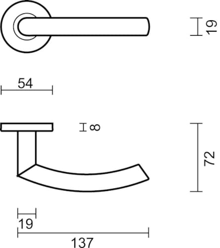 Béquille Oval C Shape Noire Rosace + Entrée