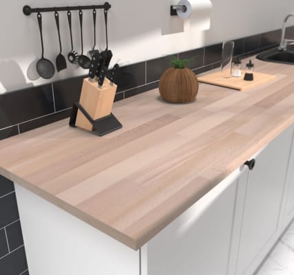 Plan de travail massif hêtre A/B - 3200 x 650 x 32 mm