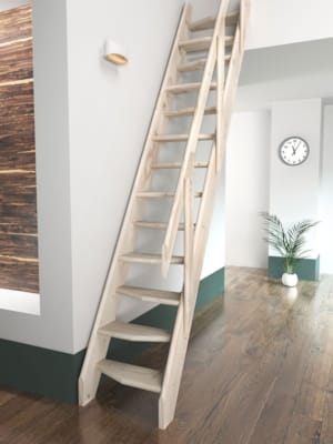 Escalier Kyoto Sapin avec rampe - 280 x 54 cm