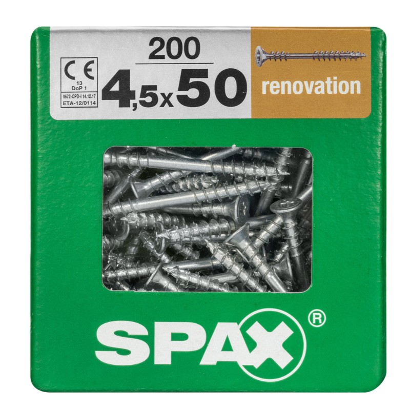 SPAX vis renovation T-STAR plus WIROX - 4,5x50 XXL (bte 200 pces)