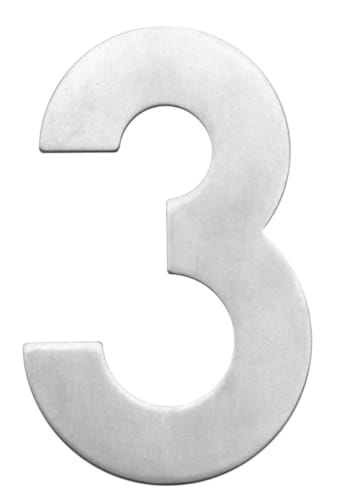Chiffre 3 plat en inox pour façade