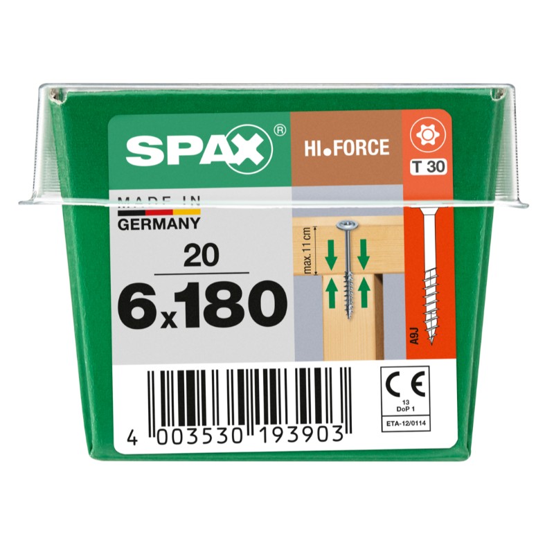 SPAX vis HI.FORCE WIROX - 6x180 L (bte 20 pces)