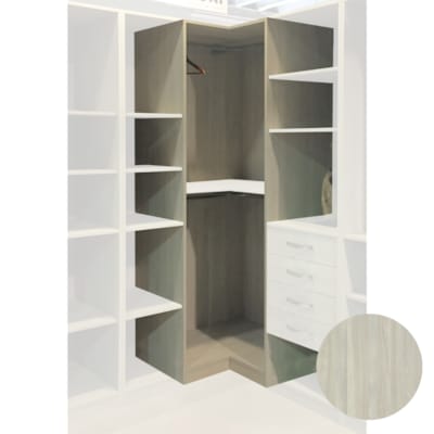 MOKI ESPACE meuble orme argenté d'angle 2200x900x900x570mm composé de 2 colis a & b