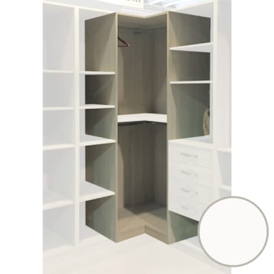 MOKI ESPACE meuble blanc d'angle 2200x900x900x570 mm composé de 2 colis a & b