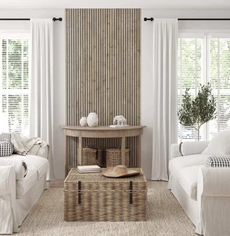 Panneau mural Maestro Latt Matte Black avec 7 lattes Rustic Wood - 20 x 300 x 2770 mm