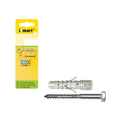 Cheville SMART nylon + vis hexagonale zinguée - 14 x 70 (2 pces)