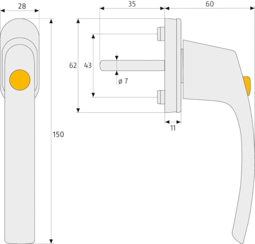 Poignée fenêtre à tringle  Brun