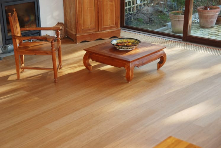 Parquet semi-massif bamboo Ecootouch Vertical Flexibam Click - Caramel - 7+1 x 128 x 960 m