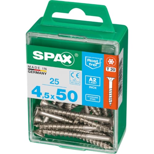 SPAX vis T-STAR+ A2 inox - 4,5x50 M (boite 25 pces)