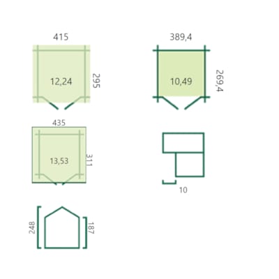 Chalet classique épicéa 28 mm montreal 415 x 295 cm + 10 cm