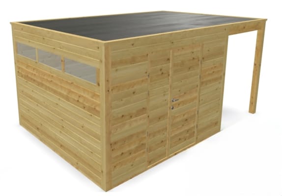 Chalet Cubo horizontal avec abris bûches - 3,18 x 4,77 m