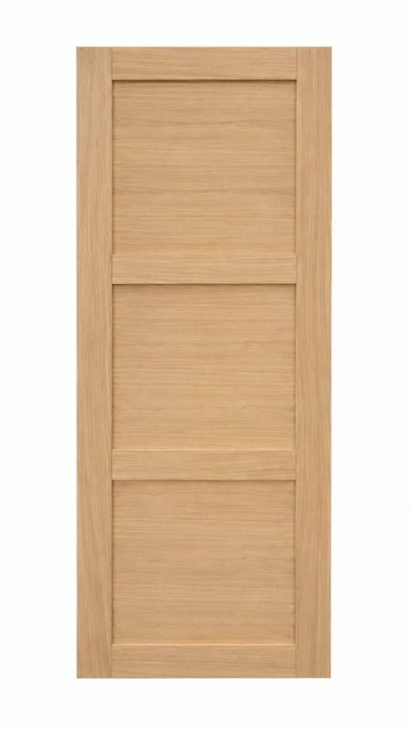 Porte plaquée chêne 177 - 3 panneaux droits - 2015 x 830 mm